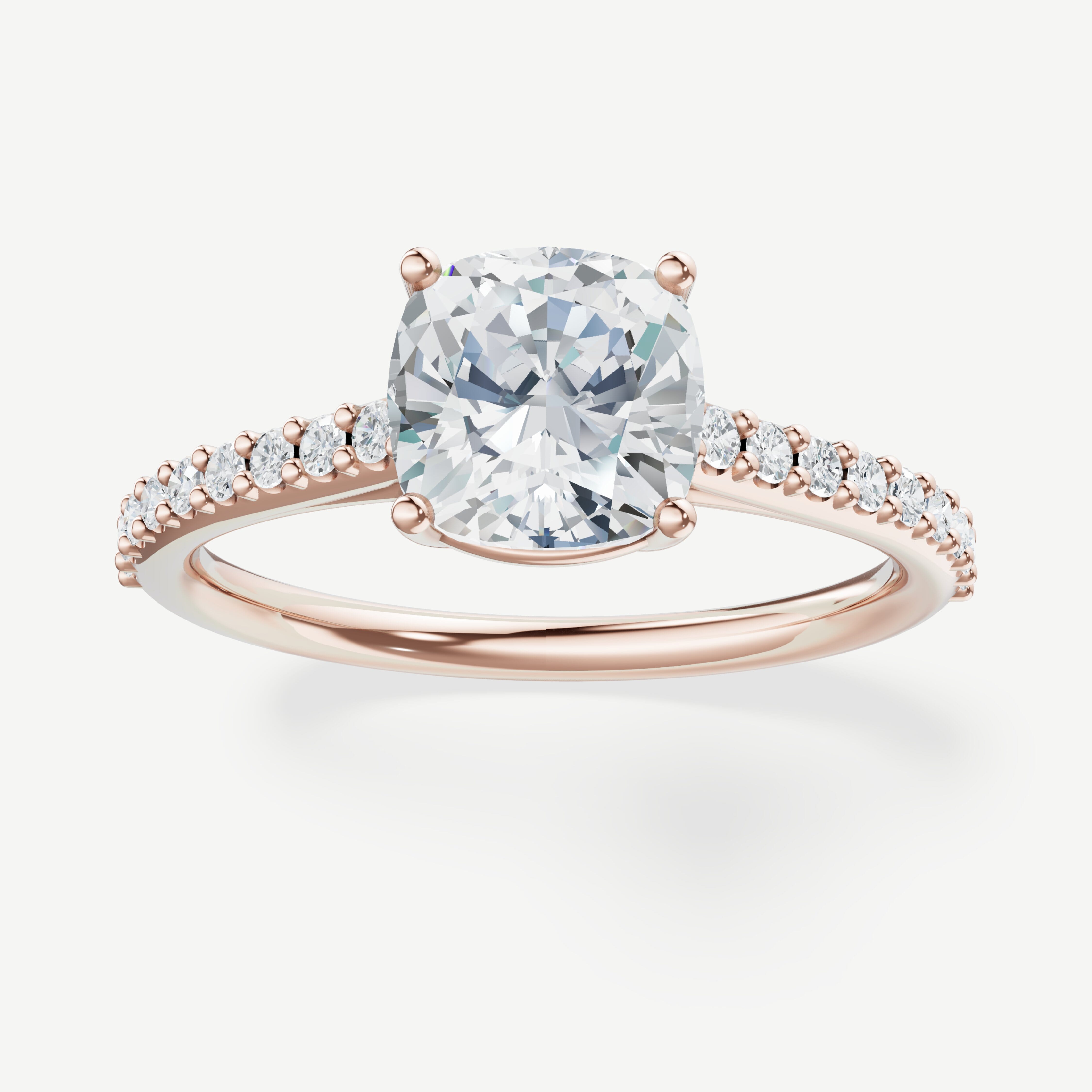 Style Lucia : Lucia head with round prongs and cathedral shank with lab grown diamonds, .18ct t.w., approximately 1.8mm wide
