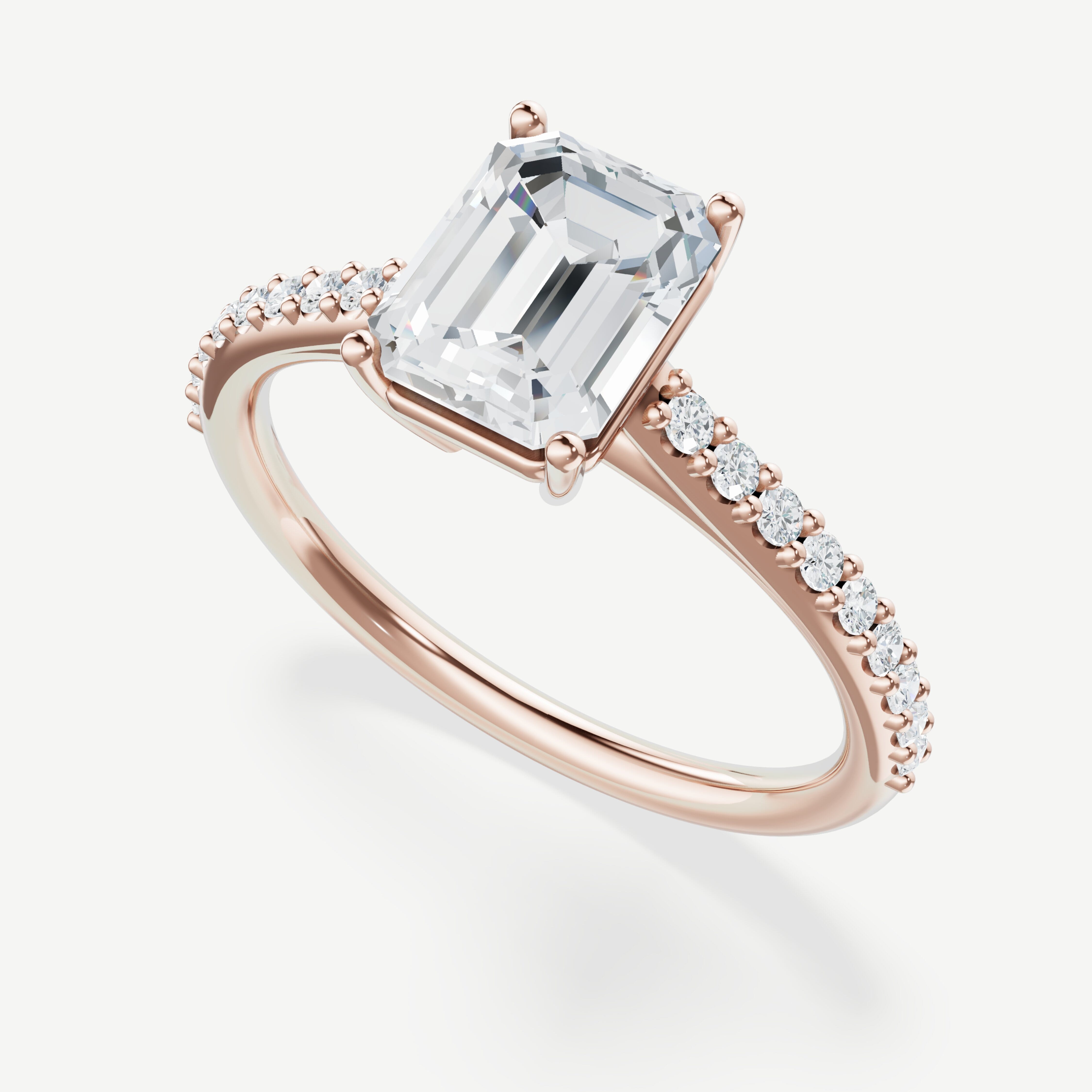 Style Lucia : Lucia head with round prongs and cathedral shank with lab grown diamonds, .18ct t.w., approximately 1.8mm wide