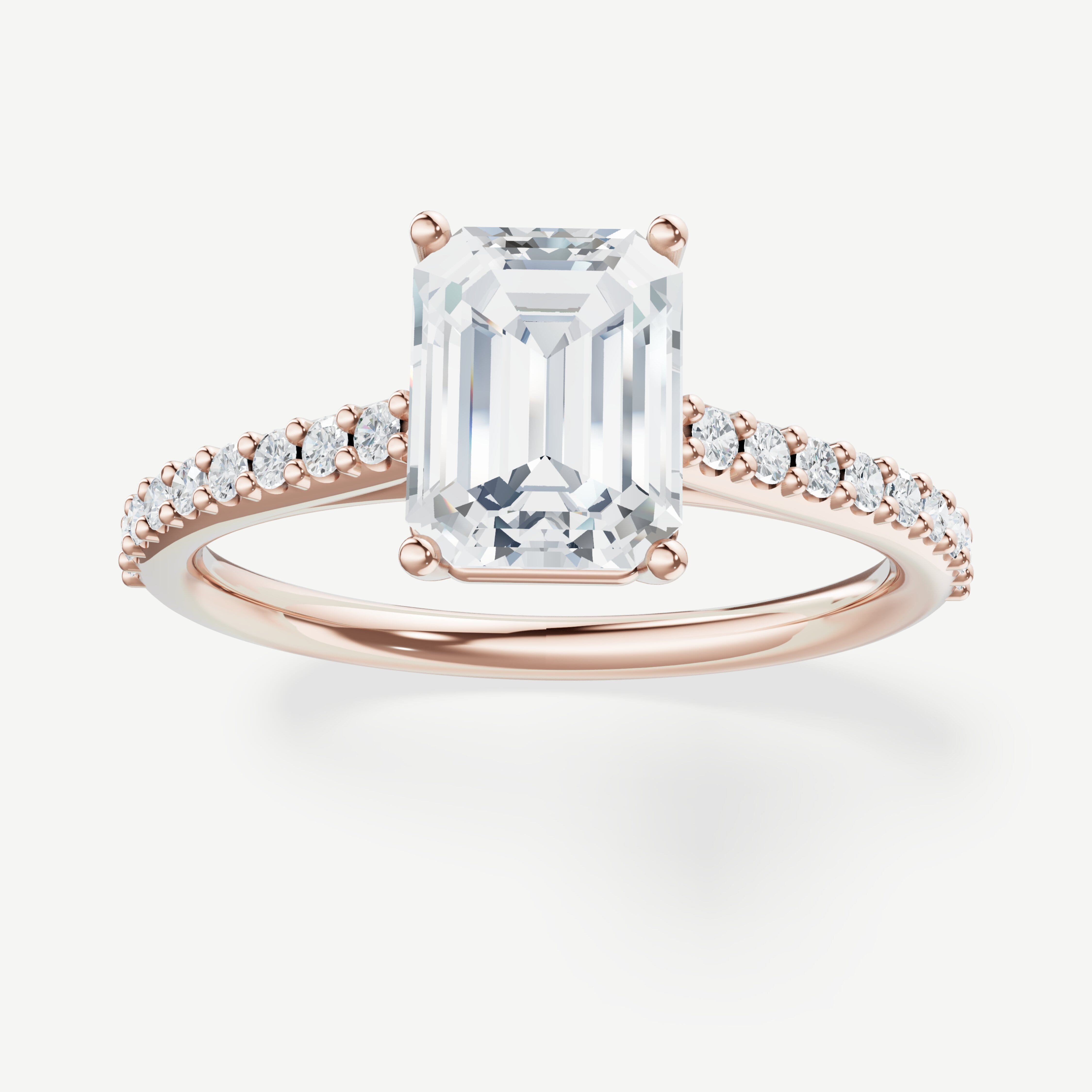 Style Lucia : Lucia head with round prongs and cathedral shank with lab grown diamonds, .18ct t.w., approximately 1.8mm wide