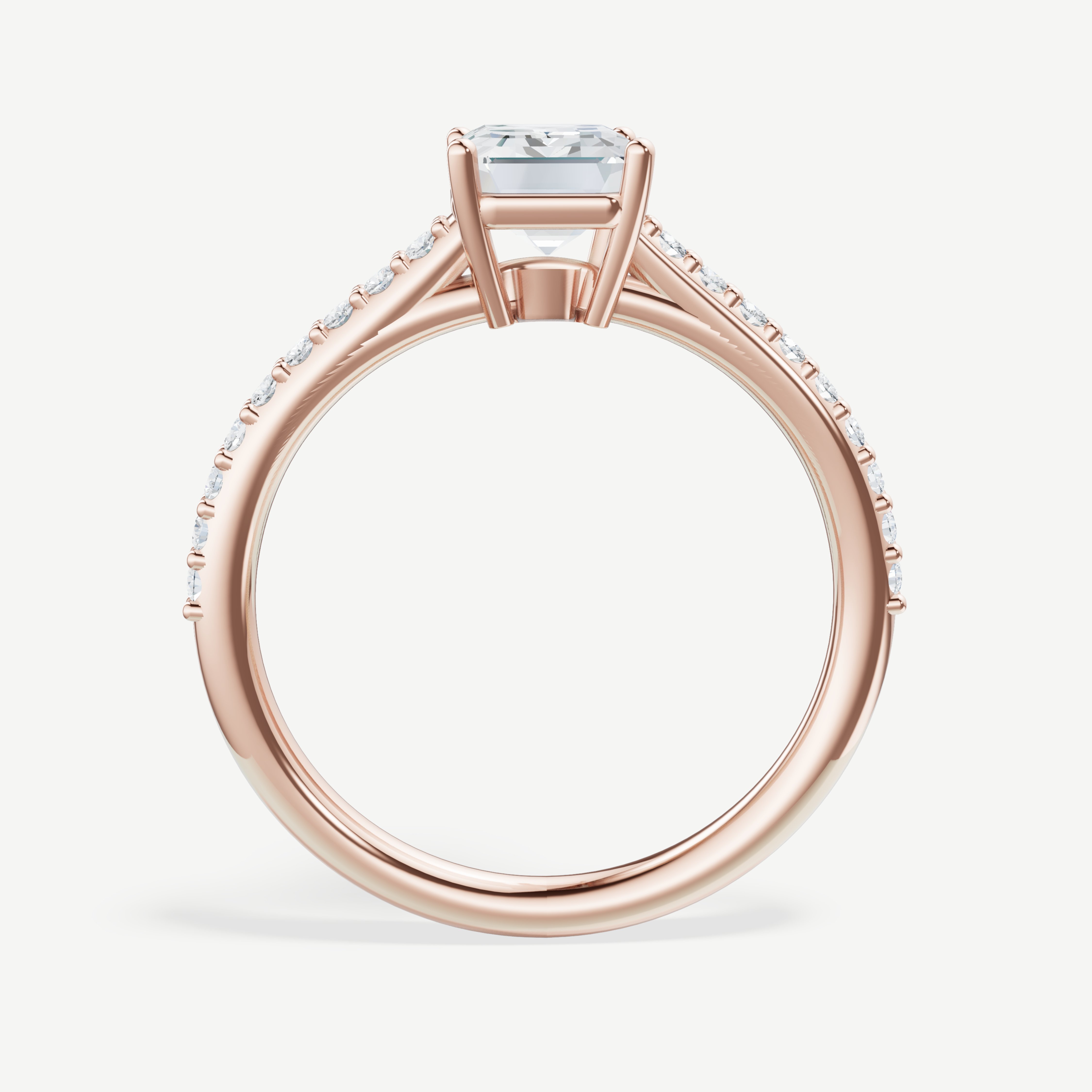Style Lucia : Lucia head with round prongs and cathedral shank with lab grown diamonds, .18ct t.w., approximately 1.8mm wide